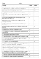 Vorschau - Arbeitsblätter - Napoleon Bonaparte - wahr oder falsch Quiz - Fragebogen - Test - Seite 3