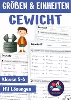 Vorschau - Arbeitsblätter - Größen und Einheiten - Gewicht (Mathe Arbeitsblätter Klasse 5 & Klasse 6) - Deckblatt