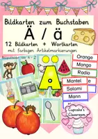 anteprima - Flashcard - Buchstabe Umlaut "Ä" Einführung Bildkarten, Wortkarten, Alphabetisierung, DaZ, Deutsch (Carte illustrate e con parole per Ä/ä) - Pagina di copertina