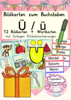 anteprima - Flashcard - Buchstabe Umlaut "Ü" Einführung Bildkarten, Wortkarten, Alphabetisierung, DaZ, Deutsch (Carte illustrate e con parole per Ü/ü) - Pagina di copertina
