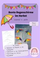 Vorschau - Mal- und Bastelvorlagen - Bunte Regenschirme im Herbst - lasierend vs. pastos - Deckblatt