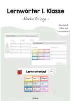 Vorschau - Arbeitsblätter - Lernwörter Klasse 1 - blanko Vorlage - Deckblatt
