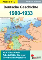 Vorschau - Arbeitsblätter - Deutsche Geschichte 1900-1933 – Klar strukturierte Arbeitsblätter für einen informativen Überblick | Kaiserreich, Erster Weltkrieg, Weimarer Republik, Versailles, Inflation | Geschichte Sekundarstufe I Klasse 8-10 Lösungen - Deckblatt