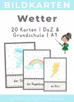 Vorschau - Poster - Bildkarten WETTER – 20 Wortschatzkarten für DaZ & Grundschule (A1) - Deckblatt