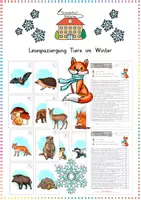 Vorschau - Arbeitsblätter - Lesespaziergang Tiere im Winter – Bewegtes Lesetraining zur Wiederholung der Winterstrategien (Sachunterricht / Deutsch) - Deckblatt