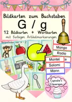 anteprima - Flashcard - Buchstabe "G" Einführung Bildkarten, Wortkarten, Alphabetisierung, DaZ, Deutsch (Carte illustarte per la lettera "G") - Pagina di copertina