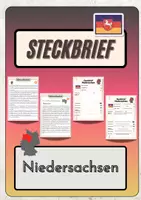 Vorschau - Arbeitsblätter - Steckbrief Niedersachsen - Infotext mit Vorlage + Lösungen - Deckblatt