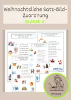 Vorschau - Arbeitsblätter - Weihnachtliche Satz- Bild- Zuordnung (Klasse 2) - Deckblatt