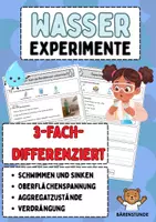 Vorschau - Unterrichtsreihen - Wasser Experimente (3-fach-differenziert) (Sachunterricht) - Deckblatt