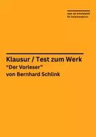 Vorschau - Arbeitsblätter - Klausur / Test zu „Der Vorleser“ von Bernhard Schlink - Deckblatt