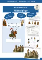 Vorschau - Unterrichtsreihen - Arbeitsheft: Mittelalter (Brugen, Ritter, Gesellschaft, Berufe uvm.) - Deckblatt