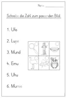 Vorschau - Arbeitsblätter - Buchstabe/Laut - U/u (1.Klasse) - Seite 1