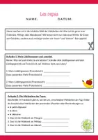 Vorschau - Arbeitsblätter - Les repas (Essen, Verben wie essen, trinken) - Seite 1