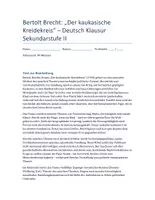 Vorschau - Unterrichtsreihen - Der kaukasische Kreidekreis (Bertolt Brecht) – Klausur mit Erwartungshorizont (SEK II) - Deckblatt