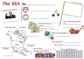 Vorschau - Arbeitsblätter - Overview facts USA - Seite 1