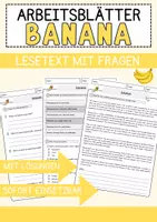 Vorschau - Arbeitsblätter - Banana Food Englisch Lesetext mit Richtig Falsch-, Multiple-Choice- und Offenen Fragen (Englisch Arbeitsblatt) - Deckblatt