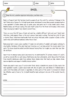 Vorschau - Arbeitsblätter - Basil Food Englisch Lesetext mit Richtig Falsch-, Multiple-Choice- und Offenen Fragen (Englisch Arbeitsblatt) - Seite 1