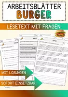 Vorschau - Arbeitsblätter - Burger Food Englisch Lesetext mit Richtig Falsch-, Multiple-Choice- und Offenen Fragen (Englisch Arbeitsblatt) - Deckblatt