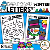 Vorschau - Arbeitsblätter - Winter Color By Letter Recognition Worksheets - Deckblatt