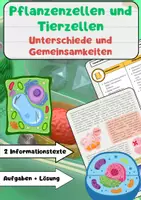 Vorschau - Arbeitsblätter - Pflanzenzellen und Tierzellen: Unterschiede & Gemeinsamkeiten - Deckblatt