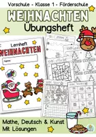 Vorschau - Arbeitsblätter - Weihnachten Arbeitsblätter für die Vorschule und Klasse 1 Mathe, Deutsch und Feinmotorik (Fördermaterial) - Deckblatt