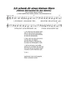 Vorschau - Anderer Materialtyp - LIED Kleines Sternenlied für den Advent (Ich schenk dir einen kleinen Stern) - STERNENLIED ADVENTSLIED WEIHNACHTSLIED - Seite 1