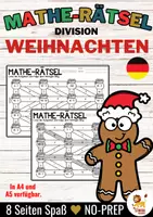 anteprima - Esercizi - Mathe-Rätsel Maze Labyrinth - Division (Weihnachten) Natale Divisione Matematica Tedesco - Pagina di copertina