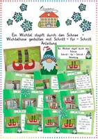 Vorschau - Arbeitsblätter - Ein Wichtel stapft durch den Schnee – Wichtelhose gestalten mit Schritt-für-Schritt-Anleitung (Kunst / Basteln / Winter) - Deckblatt