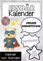 Vorschau - Anderer Materialtyp - Eisbärenklasse Geburtstagskalender im Superheldenstil - Deckblatt