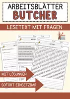 Vorschau - Arbeitsblätter - Butcher Jobs Englisch Leseverstehen mit Richtig-Falsch-, Multiple-Choice- und Offenen Fragen (Englisch Arbeitsblatt) - Deckblatt