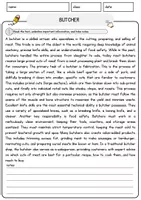Vorschau - Arbeitsblätter - Butcher Jobs Englisch Leseverstehen mit Richtig-Falsch-, Multiple-Choice- und Offenen Fragen (Englisch Arbeitsblatt) - Seite 1