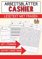 Vorschau - Arbeitsblätter - Cashier Jobs Englisch Leseverstehen mit Richtig-Falsch-, Multiple-Choice- und Offenen Fragen (Englisch Arbeitsblatt) - Deckblatt