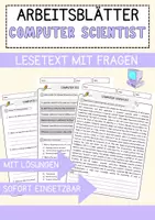 Vorschau - Arbeitsblätter - Computer Scientist Jobs Englisch Leseverstehen mit Richtig-Falsch-, Multiple-Choice- und Offenen Fragen (Englisch Arbeitsblatt) - Deckblatt