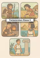 Vorschau - Arbeitsblätter - Fantasiereisen durch die Urgeschichte und Antike – 5 Epochen mit Lang- und Kurzversion (Klasse 5) - Deckblatt
