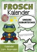 Vorschau - Anderer Materialtyp - Froschklasse Geburtstagskalender im Superheldenstil - Deckblatt