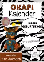 Vorschau - Anderer Materialtyp - Okapiklasse Geburtstagskalender im Superheldenstil - Deckblatt