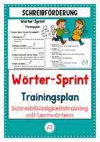 Vorschau - Arbeitsblätter - Wörter-Sprint. Trainingsplan Schreibflüssigkeitstraining mit Lernwörtern - Deckblatt