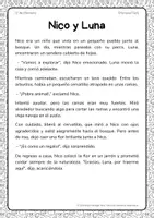 Vista previa - Hojas de trabajo - Lectura con actividades de comprensión para 1º de Primaria - página 1
