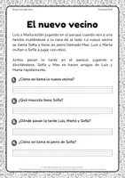 Vista previa - Hojas de trabajo - Fichas de lectura y comprensión para 2º - página 1