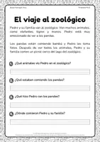 Vista previa - Hojas de trabajo - Comprensión lectora sencilla para segundo - página 1