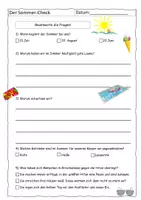 Vorschau - Arbeitsblätter - Quiz zum Sommer-Check (mit Lösung) - Deckblatt