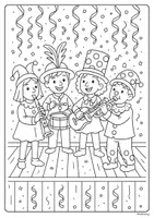 Vorschau - Mal- und Bastelvorlagen - Ausmalbild Karneval - Musik Jg.1-6 - Seite 1