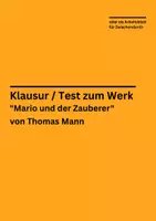 Vorschau - Arbeitsblätter - Klassenarbeit / Arbeitsblatt zu "Mario und der Zauberer" von Thomas Mann - Deckblatt