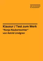 Vorschau - Arbeitsblätter - Klassenarbeit / Arbeitsblatt zu "Ronja Räubertochter" von Astrid Lindgren - Deckblatt
