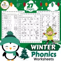 Vorschau - Arbeitsblätter - WINTER Phonics Worksheets: CVC Words & Vowel Practice - Deckblatt