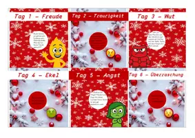 Vorschau - Mal- und Bastelvorlagen - Emotionen Adventskalender als Rubbellose - Seite 1