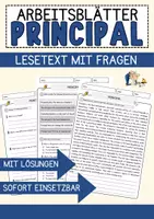 Vorschau - Arbeitsblätter - Principal Jobs Englisch Leseverstehen mit Richtig-Falsch-, Multiple-Choice- und Offenen Fragen (Englisch Arbeitsblatt) - Deckblatt