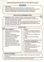 Vorschau - Arbeitsblätter - Die Eigenschaften von Metallen im Experiment - Deckblatt