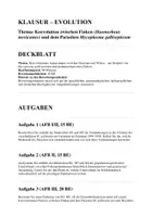 Vorschau - Arbeitsblätter - Klausur - Evolution, Koevolution, Parasitisus - Deckblatt