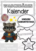 Vorschau - Anderer Materialtyp - Waschbärenklasse Geburtstagskalender im Superheldenstil - Deckblatt